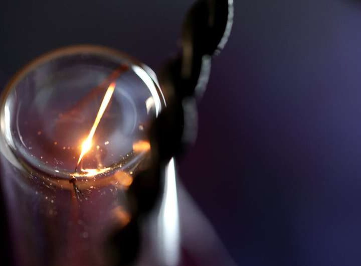 Twisted Edison: Filaments curling at the nanoscale produce light waves that twirl as they travel