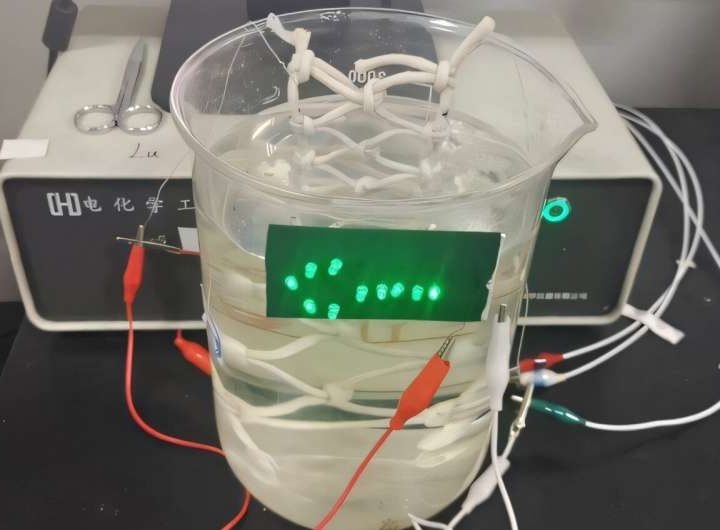 Yarn-like battery prototype uses seawater to power devices