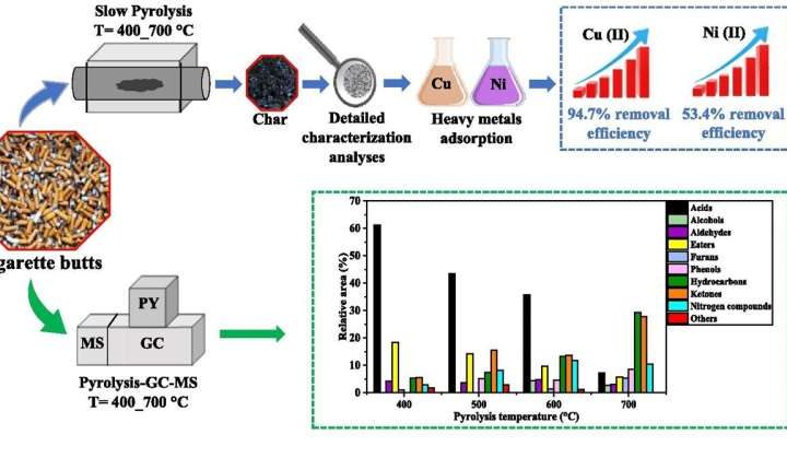 Char made from cigarette butts may help mitigate pollution in waterways