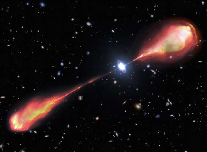 Astronomers reveal largest radio jet ever seen in the early universe