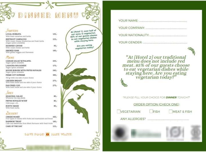 Putting vegetarian options higher up on hotel menus could reduce carbon emissions