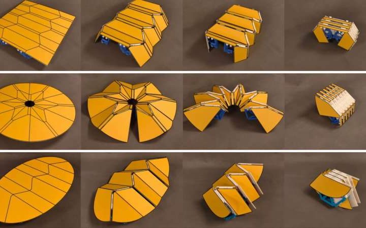 Origami structures unfold into seamless surfaces for deployable applications
