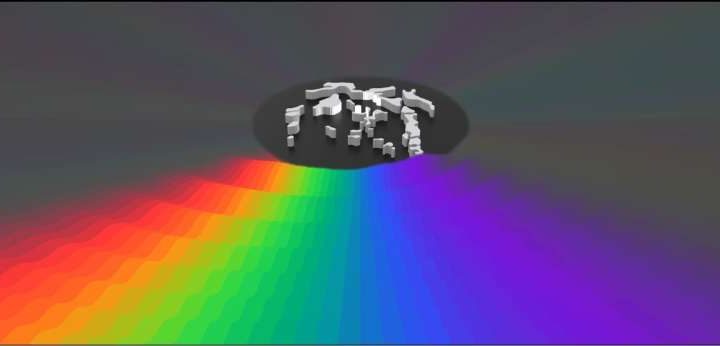 3D-printed device splits white noise into an acoustic rainbow without electricity