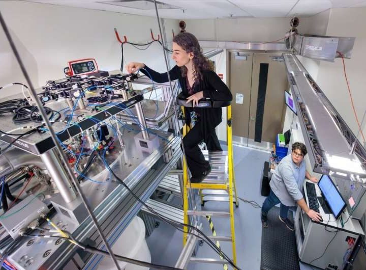 Molecular qubits can communicate at telecom frequencies