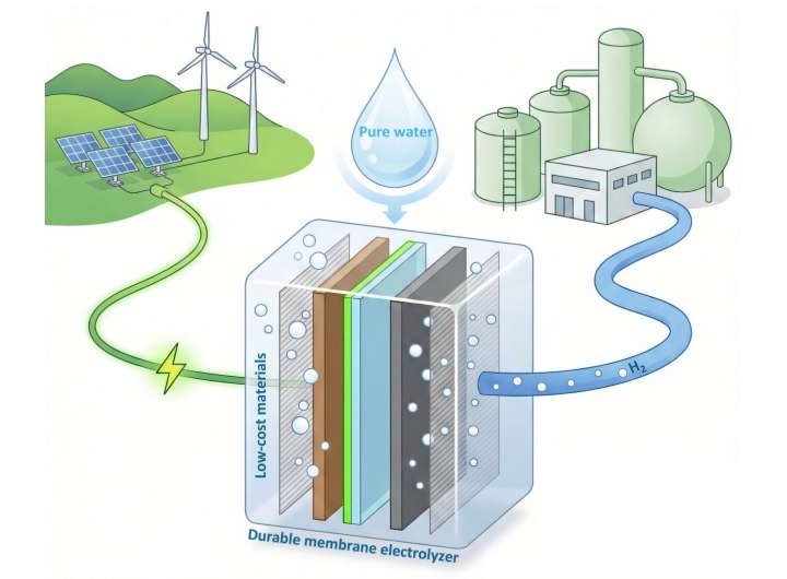 Low-cost green hydrogen: New electrode design dramatically reduces wear in membrane electrolyzers