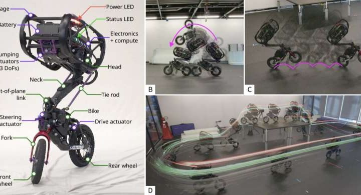 A bicycle robot that can drive fast and jump over obstacles