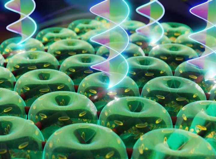 Physicists create laser tornado in miniature structures using synthetic magnetic field